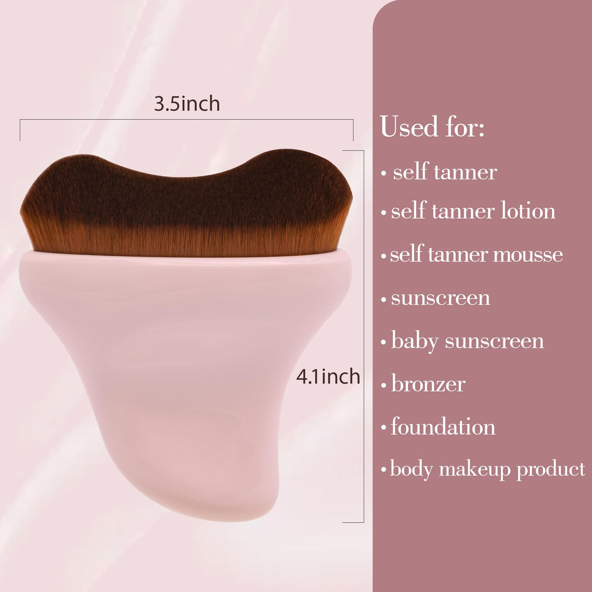 BEAUTYFACTOR Self Tanner Brush - Kabuki Bronzer Brush for Face & Body Makeup - Self Tanning Mitt for Face, Body & Legs (Pink)