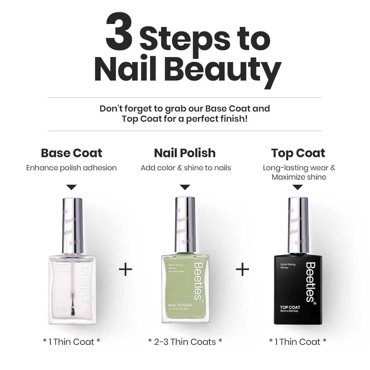 Beetles Nail Polish Set P176, 6 Colors Glitter Green Nude Natrual Pink Nail Lacquer Fast Drying & Long Lasting Finger Fall Nail Polish Glitter Effect for DIY Nail Art Salon at Home Gifts for Women