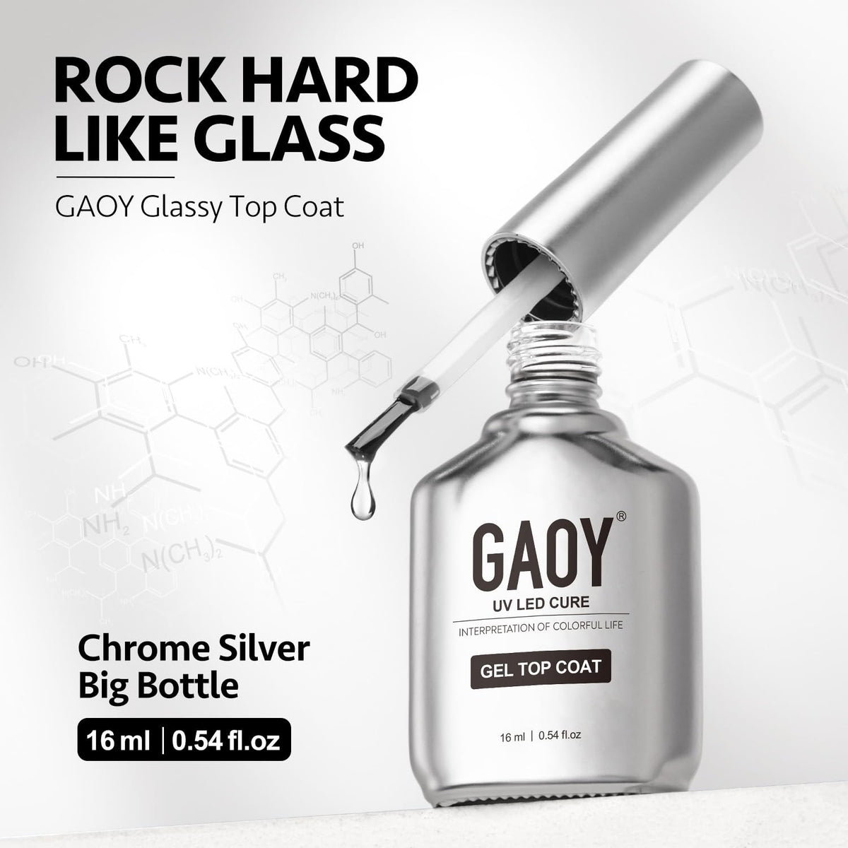 GAOY 16ml 4 Pcs Glassy Gel Top Coat and Base Coat Set, No Wipe Foundation Combination for UV Light Cure Nail Polish