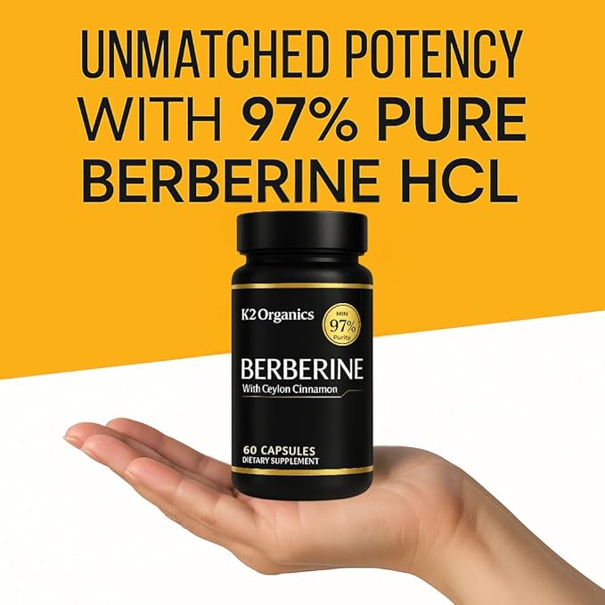 Berberine with Ceylon Cinnamon 1200mg (60 Capsules) – 97% Purity- Non-GMO, Gluten-Free, Lab-Tested Vegan Berberine Supplement – 30 Servings