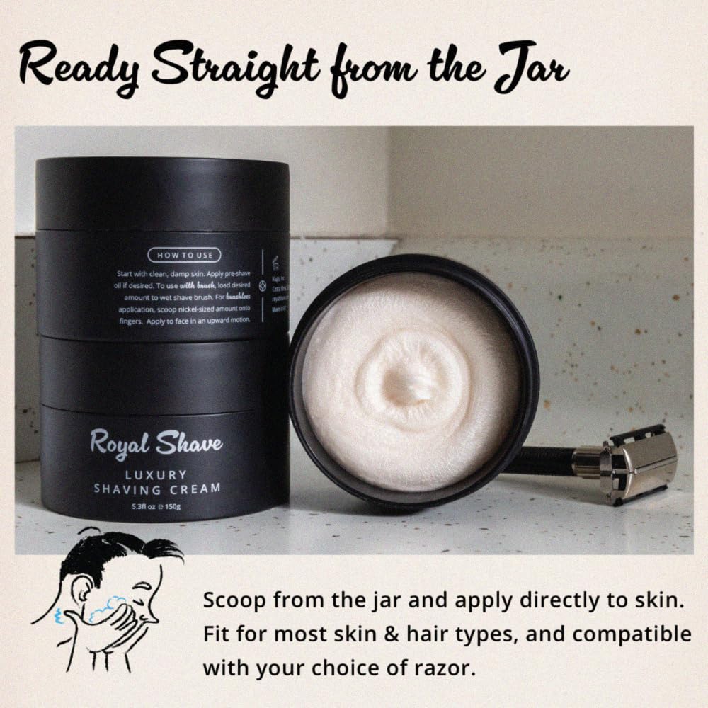 Luxury Shaving Cream for Men by Royal Shave, Rich, Soothing, Moisturizing, Hydrating & Nourishing Cream for Smooth, Close Shave (Made in UK) Sweet Tobacco