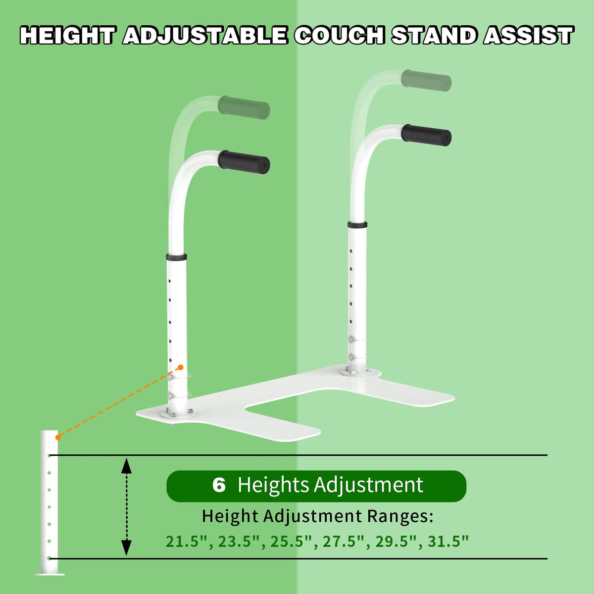 Heavy Duty Couch Stand Assist, Height & Width Adjustable Standing aid & Support Device, Chair/Sofa Stand Assist for Elderly Mobility & Daily Living Sit to Stand(400LBs Loading, White)