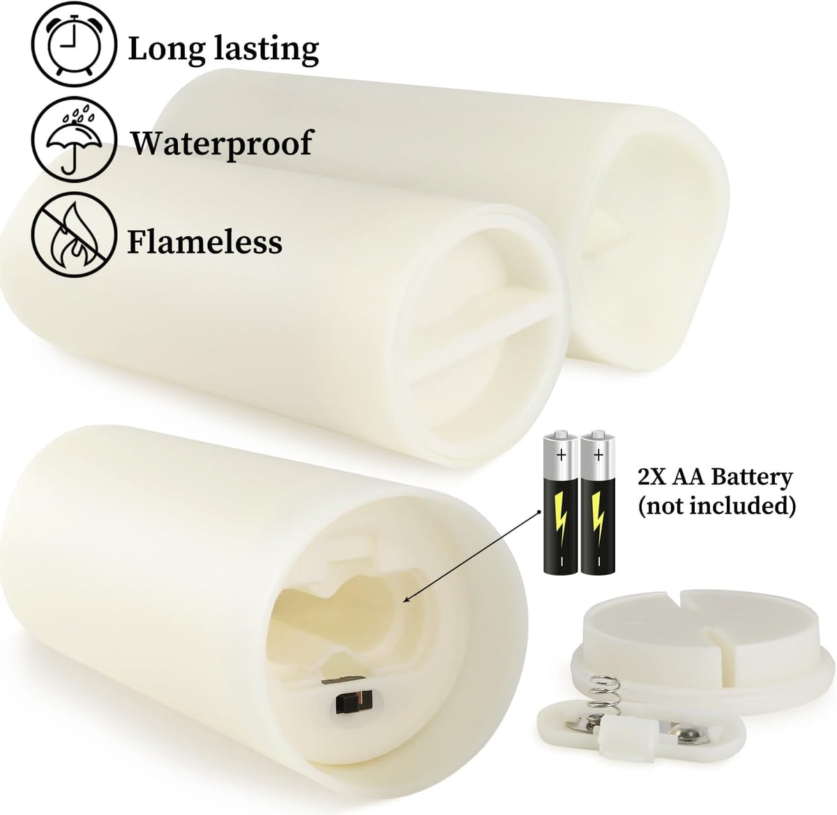 Enpornk Set of 72 Flameless Led Battery Opeated (D2.2'' x H4''5''6'') Waterproof Outdoor Indoor Candles with 10-Key Remotes and Cycling 24 Hours Timer