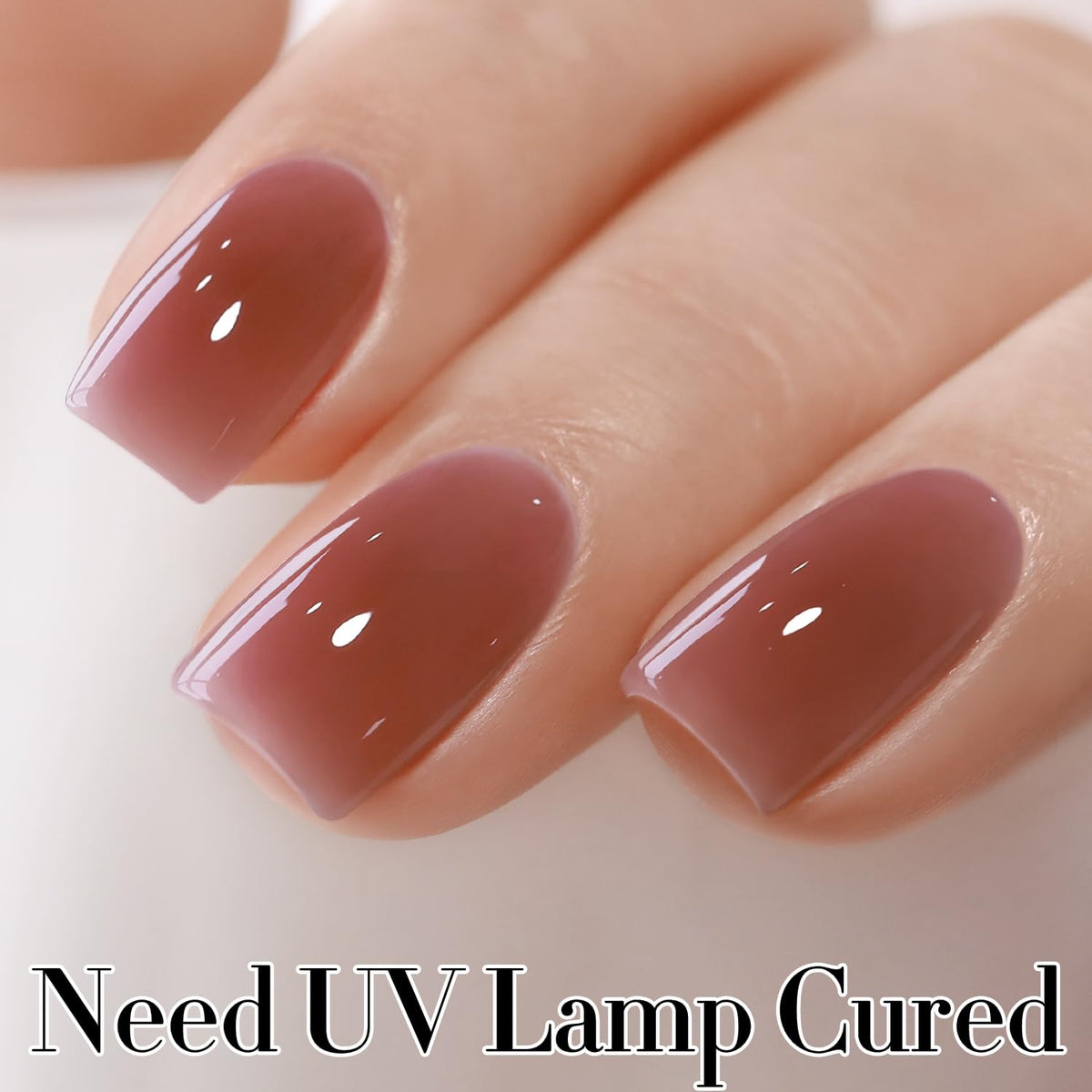 Double Rhythm 0.50 OZ Translucent Gel Polish Same Color Same Bottle Sheer Pastel Neutral Natural Milky 15 ML Jelly UV Nail Art DIY at Home (Red Brown-A1510)