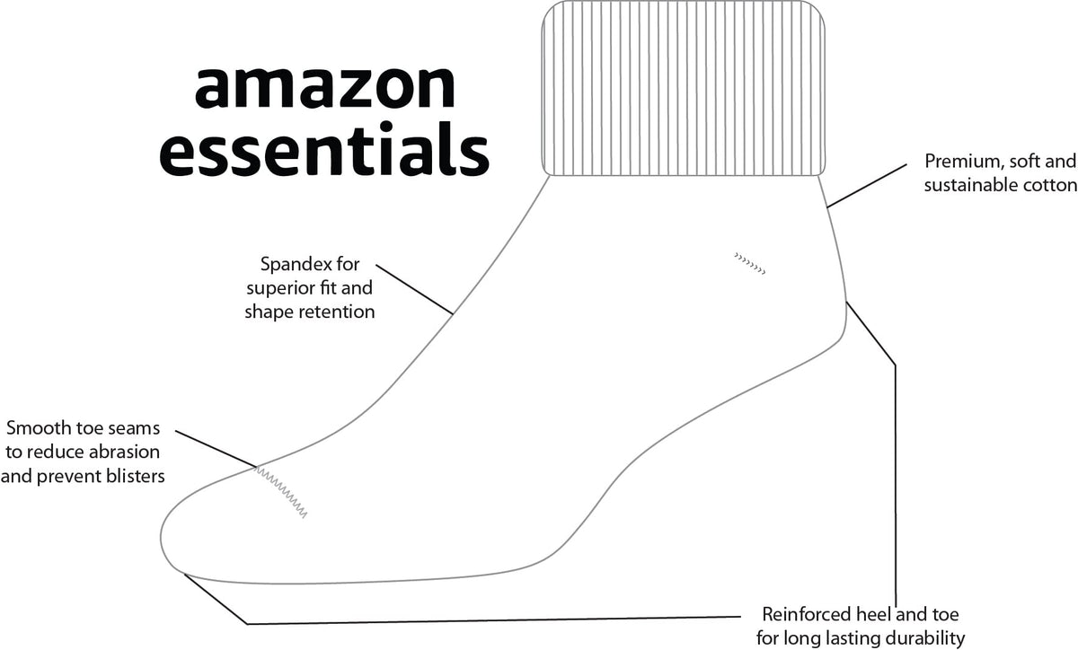 Amazon Essentials Women's Lightweight Turn Cuff Socks, 6 Pairs, Basic Colors, 8-12