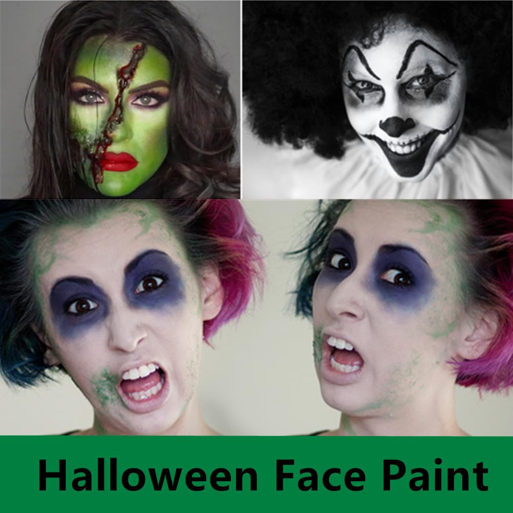 Go Ho 3 PCS Dark Purple Green Black Cream-Blendable Sticks,Waterproof Green and Purple Face Body Paint Professional SFX Makeup,Safe Facepaint Nose &Lip Smacking for Festival Halloween Makeup