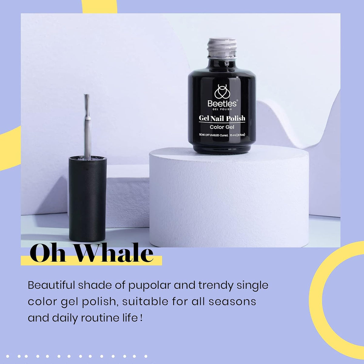 Beetles Gray Gel Nail Polish, 15ml Fall Grey Gel Polish Soak Off UV LED Nail Lamp Nail Art Manicure Salon DIY Home 0.5Oz Nail Polish for Women