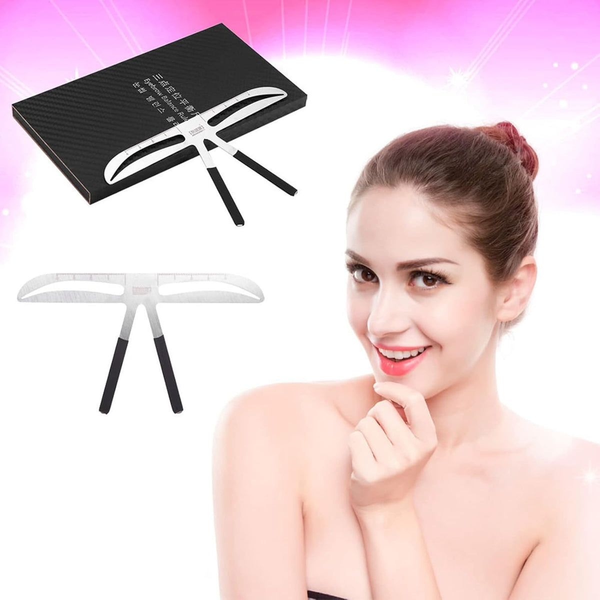 Eyebrow Ruler, 4 Types Eyebrow Stamp Stencil Kit Permanent Eyebrow Ruler Eyebrow Stencils Eyebrows Shape Reusable Eyebrow Measure Balance Extension Ruler Eyebrow Shape Stencil(Wave Type eyebrows)