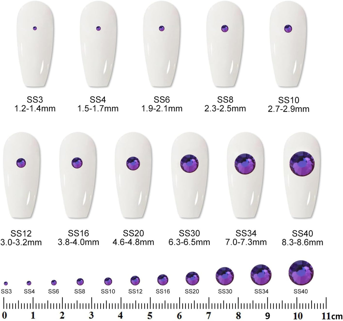 2000 PCS SS16 Flatback Rhinestones,12-Facet Diamond-Cut Glass Gems for Nail Art,Clothing,DIY Crafts,Glue-On Decoration Stones with Silver Backing,Purple Velvet