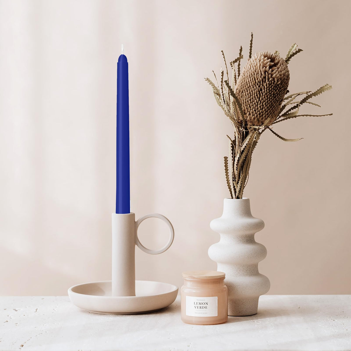 LYOBATH 4 Pack Blue Taper Candles - Taper Candles 10 Inch Dripless, Smokeless & Unscented - 8 Hours Long Burning - Ideal for Weddings, Dinner Parties, and Home Decor
