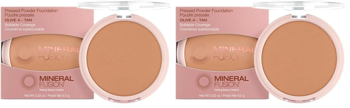 Mineral Fusion Pressed Powder Foundation, Olive 4, 0.32 Ounce (Pack of 2)