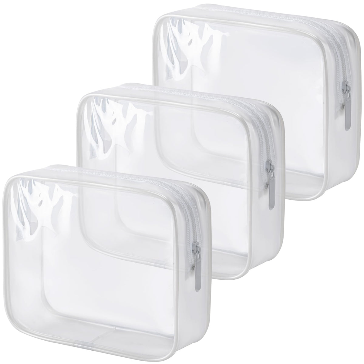 MODENGKONGJIAN TSA Approved Toiletry Bag, 3 Pcs Clear Toiletries Bags Quart Size Travel Makeup Cosmetic Bag for Women Men, Carry on Airport Airline Compliant Bag (Black)