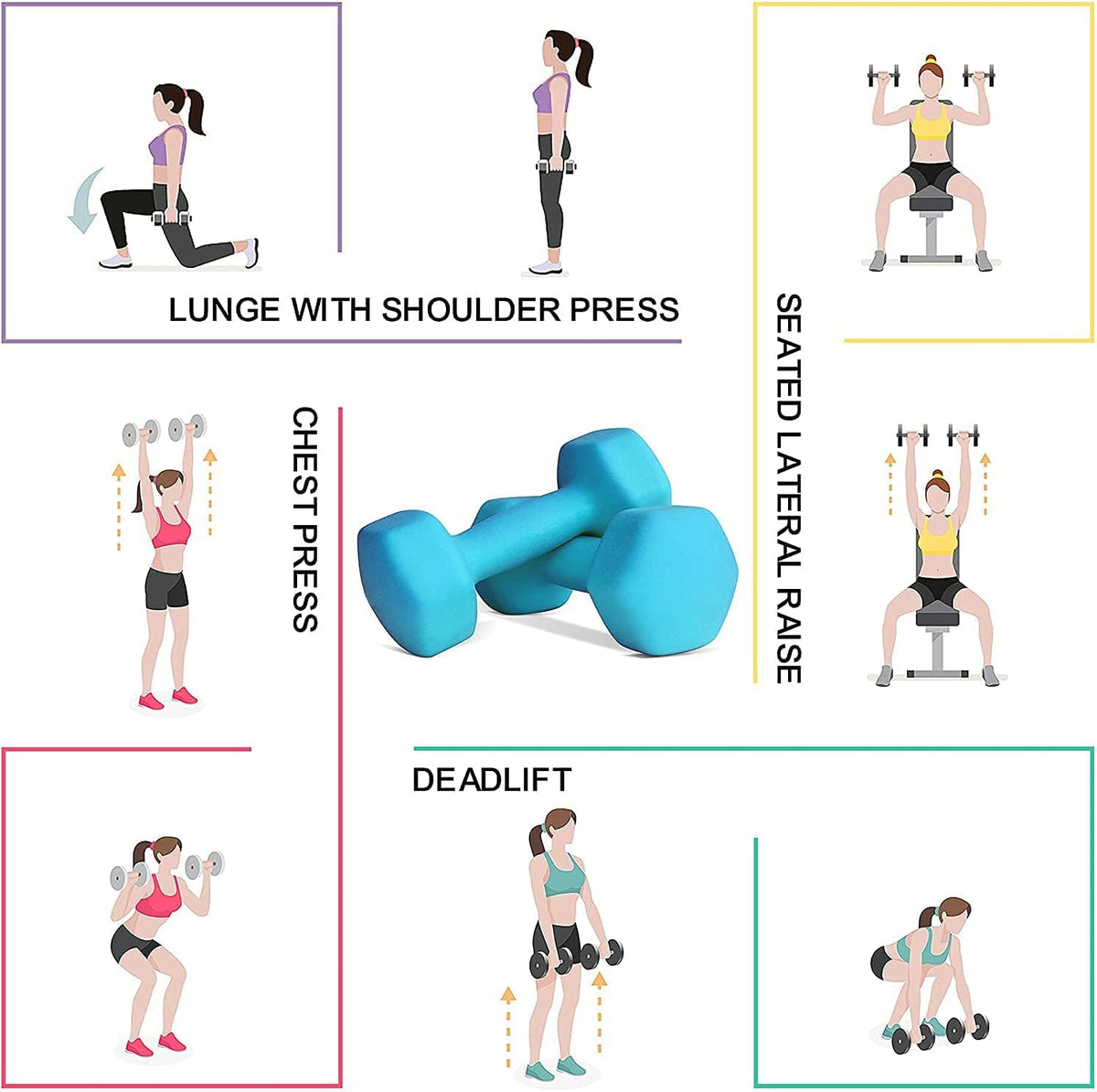 Balelinko Hand Weight Neoprene Coated Dumbbell, Exercise & Fitness Dumbbell for Home Gym Equipment Workouts Strength Training Free Weights for Women, Men, Seniors, Teens, and Youth, 6 LB Blue, Pair