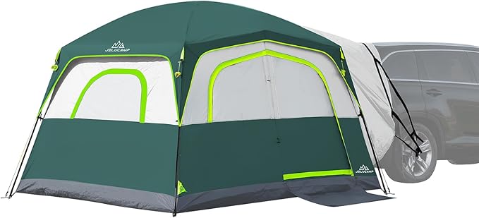 SUV Tents for Camping 6 Person Waterproof, Car Family Camping Tent with Tailgate Attachment for SUV, Jeep, Truck with Cap, Easy Setup Large Tent for Outdoor Camping