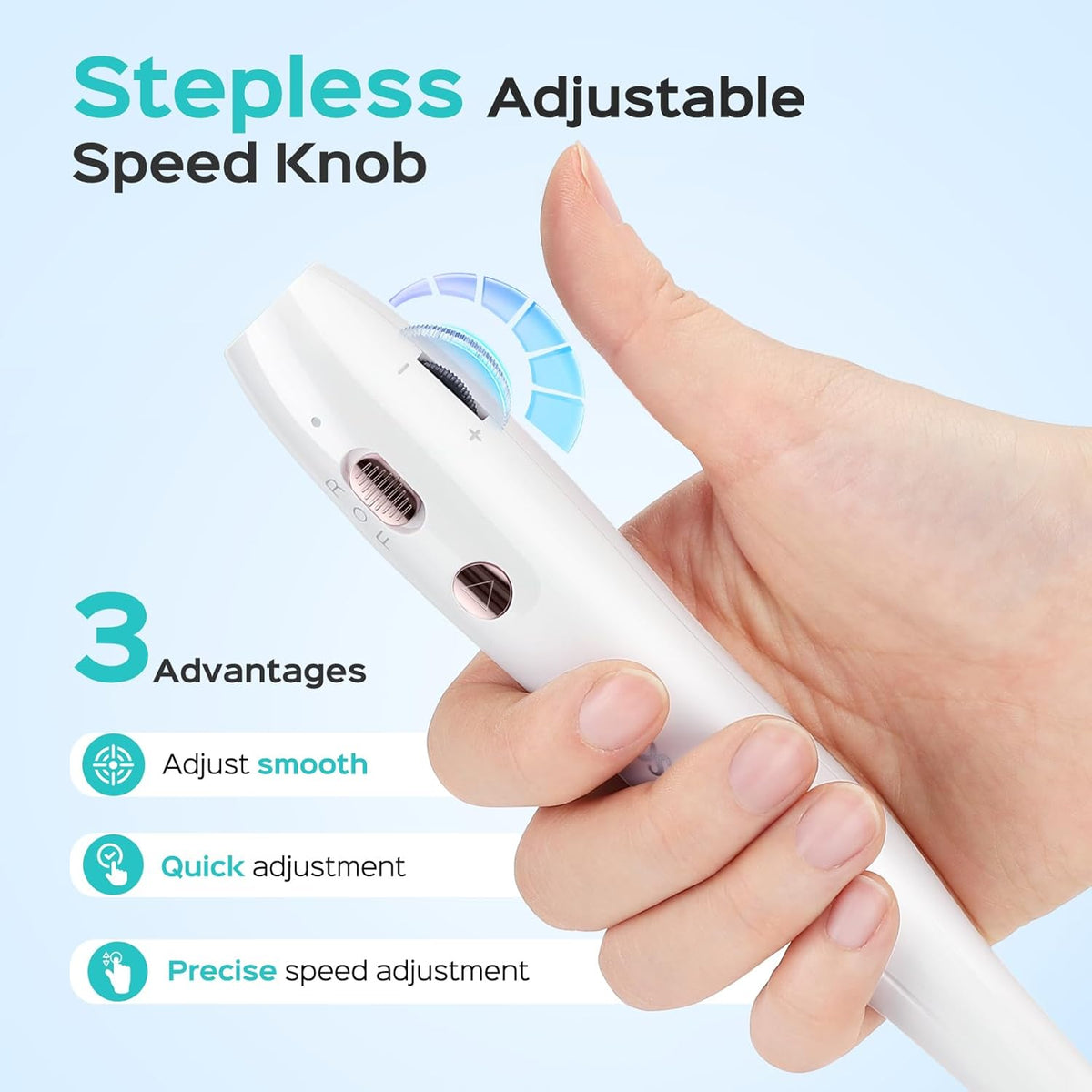 COSLUS Cordless Electric Nail Drill File: Nail Drill Machine with Stepless Speed Knob for Acrylic Gel Dip Powder Polish, Professional Portable Manicure Pedicure Rechargeable for Home Salon Use White