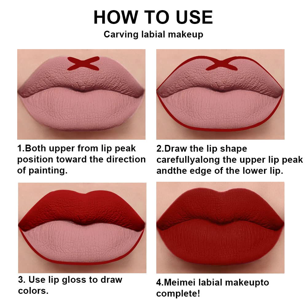 evpct 2Pcs Dark Red Maroon Matte Lipstick and Lip Liner Makeup Set for Women Dark Blood Red Liquid Matte Brown Lipstick Lip Liner Stain Long Lasting Waterproof Permanent Lipsticks 24 hours 15#