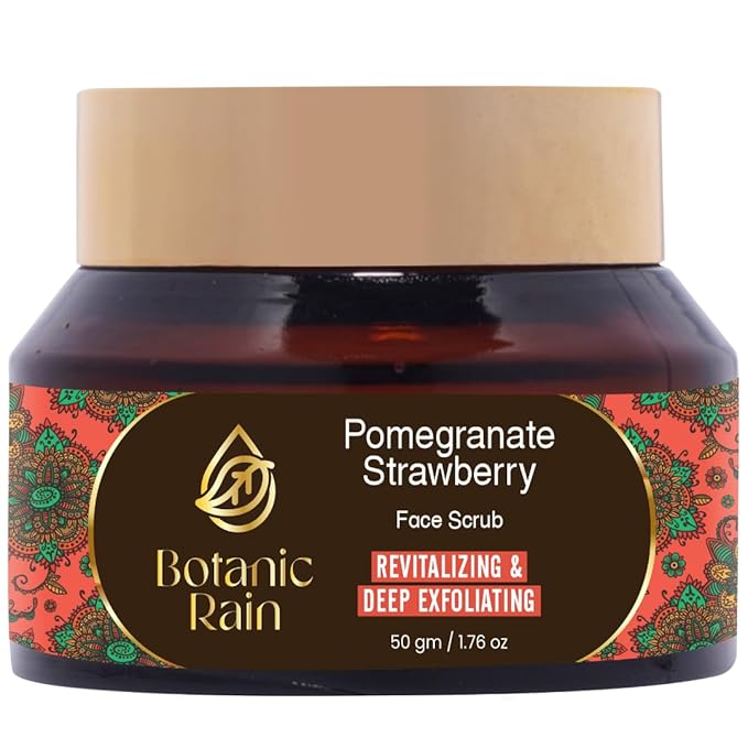 Organic Face Scrub With Pomegranate & Strawberry, Ayurveda Natural Tan Remover Scrub For Every Skin Type