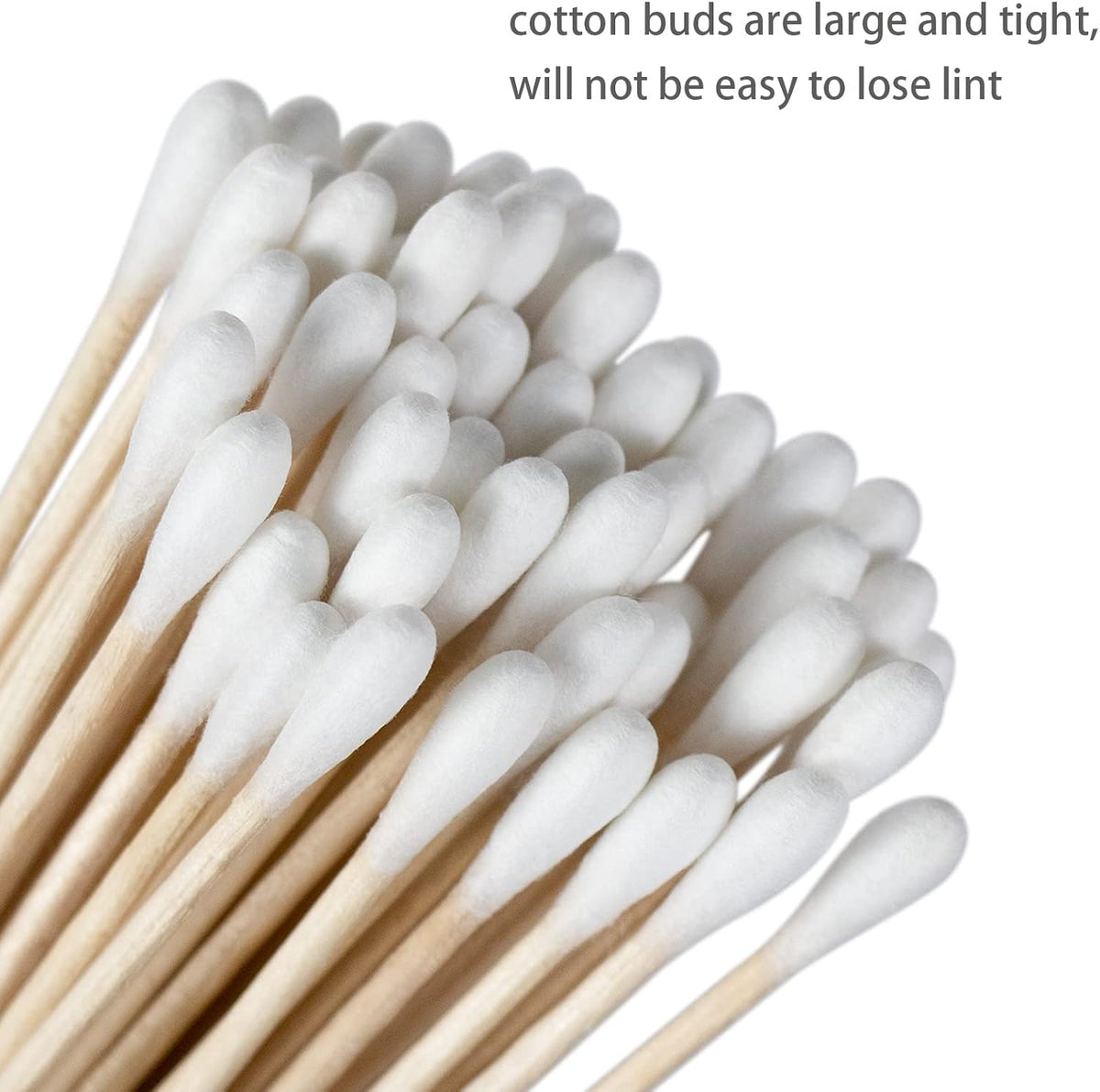 500/1000 Count 6'' Long Round/Pointed Cotton Swabs Durable Stem, Lint- Free Gun Cleaning Swabs Pure Cotton Tips for Gun Maintenance, Makeup, Pet Care, Equipment (Detailed Work)