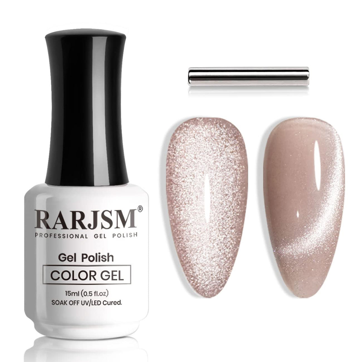 RARJSM Cat Eye Gel Nail Polish Purple Nude Gray Silver Glitter 15ml 9D Cateye Galaxy Universal Shimmer Velvet Ice Gel Polish Single Bottle with Magnetic Stick UV LED Curing Require Soak Off Home Salon