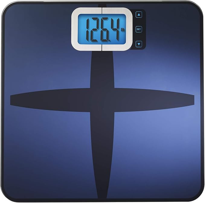Digital Fat/BMI Bathroom Scale with High Precision Sensors – Large Display Accurately Measures Body Water, Muscle Mass, and Calorie Estimator, Blue