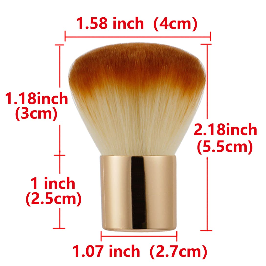 RN BEAUTY 2 Pieces Kabuki Brushes Powder Brush Blush Brush Foundation Brush Bronzer Brush Face Blender Brush Mineral Blending Buffing Concealer Brush Multifunction Cosmetic Tools Portable Makeup Brush (Golden)