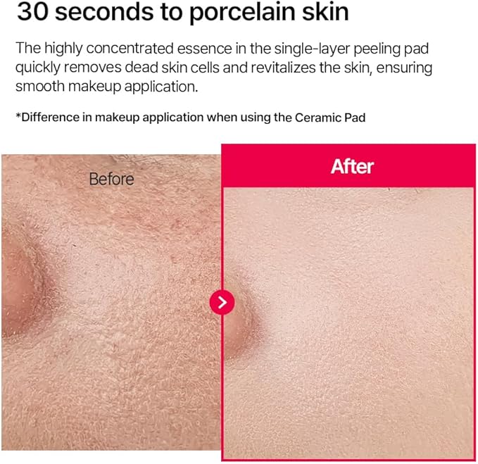 Parnell AHA 9.12% Omija Ceramic Peeling Pads (60 Count) | Gentle Daily Exfoliating Toner Pad with LHA PHA Vitamin C | Smooth Glowing Korean Skin Care