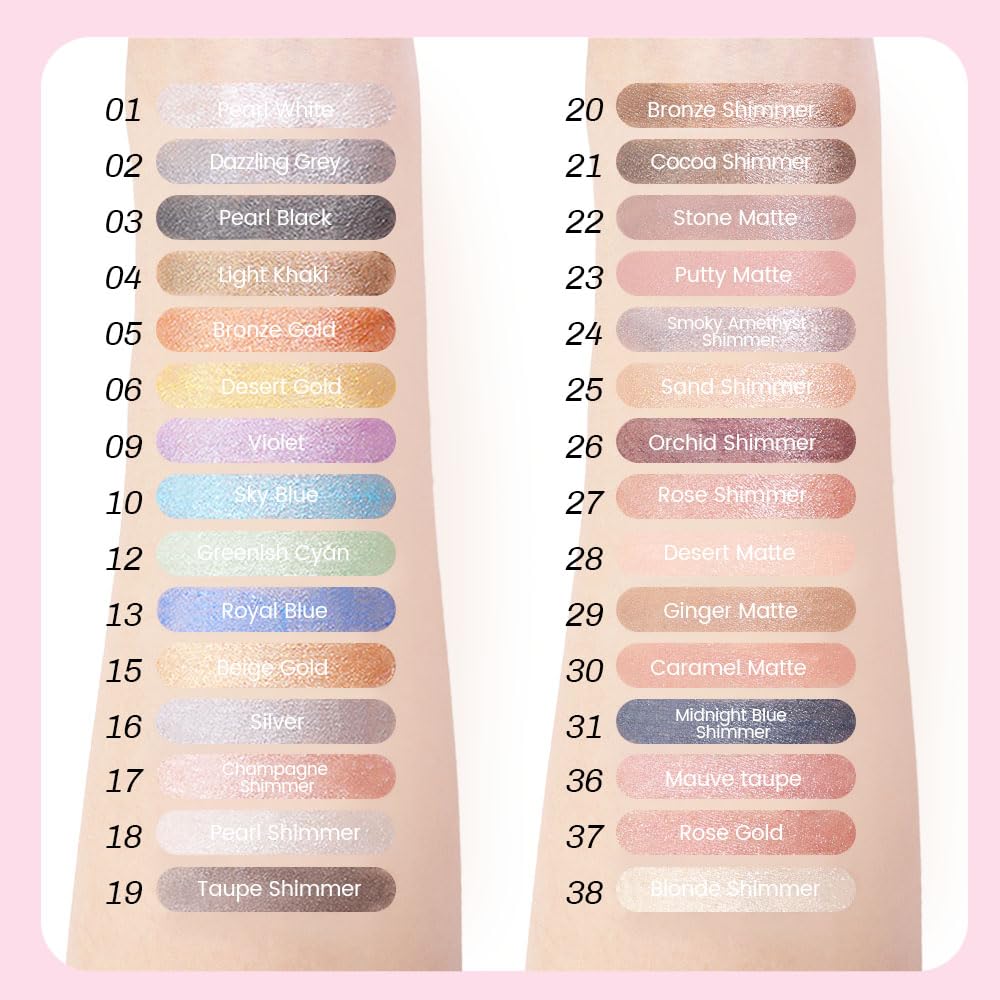 evpct 1Pcs Silver Shimmer Cream Eye Shadow Brightener Sticks for Eyes Waterproof Pigmented, Double Ended Cream Eyeshadow Stick Pencil Pen with Applicator, Eye Shadow Palette Highlighter Makeup 16