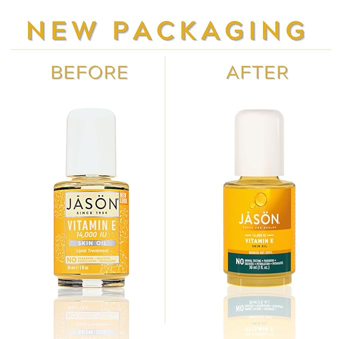 JASON Vitamin E 14,000 IU Moisturizing Oil, For Nourishing Dry Spots, 1 Fluid Ounces (Pack of 2)