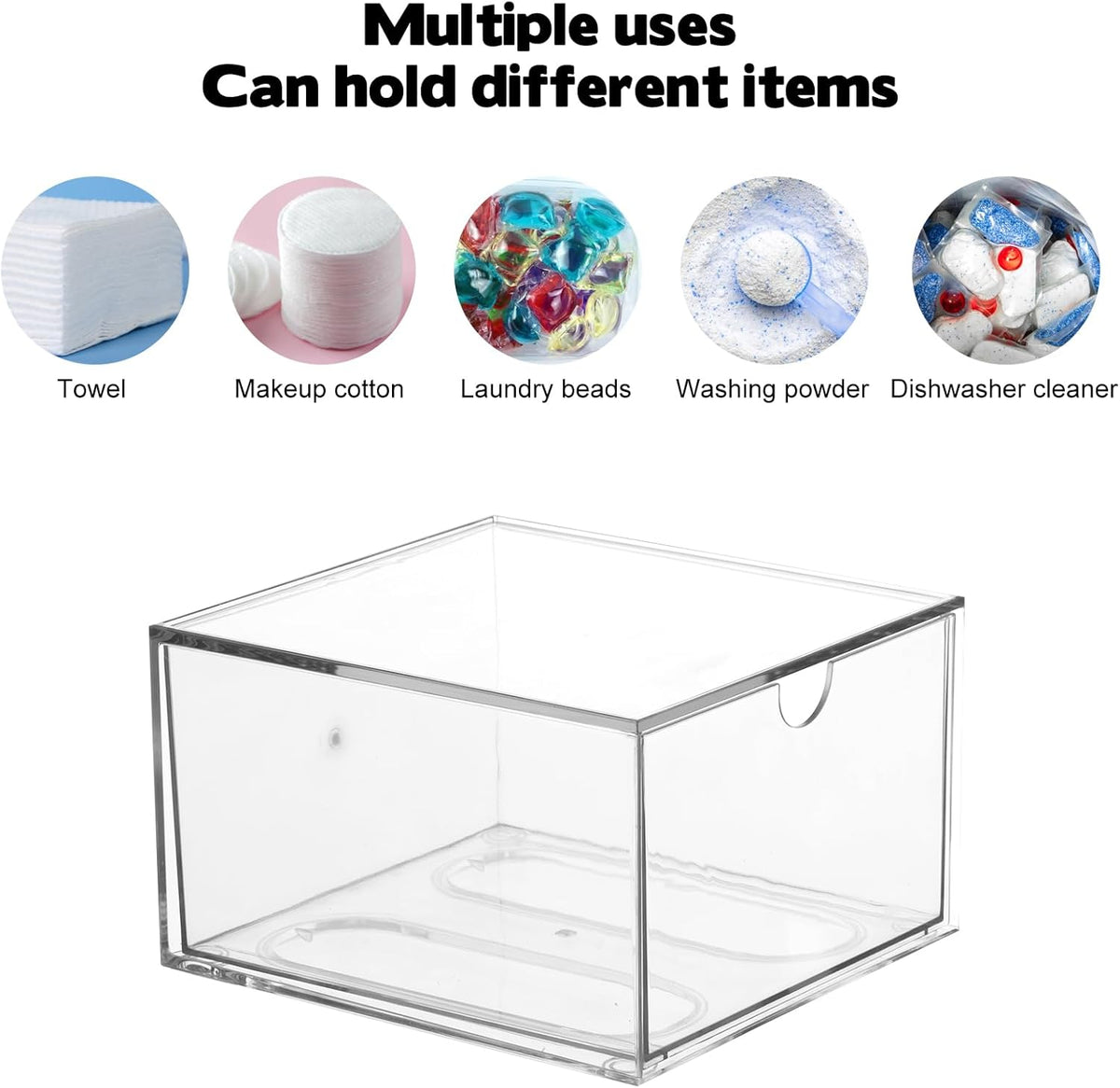 Rainmae Disposable Face Towel Holder, Face Towel Storage Box Bin, Stackable Clear Makeup Organizer with Drawer for Clean Skin Club Face XL Towels Holder for Vanity Bathroom and Makeup Organization