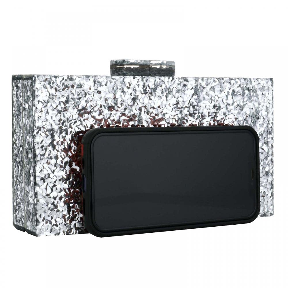 Gets Acrylic Purses and Handbags for Women Multicolor Perspex Box Clutch Purses for Women Wedding Evening Crossbody Handbag (Silver)