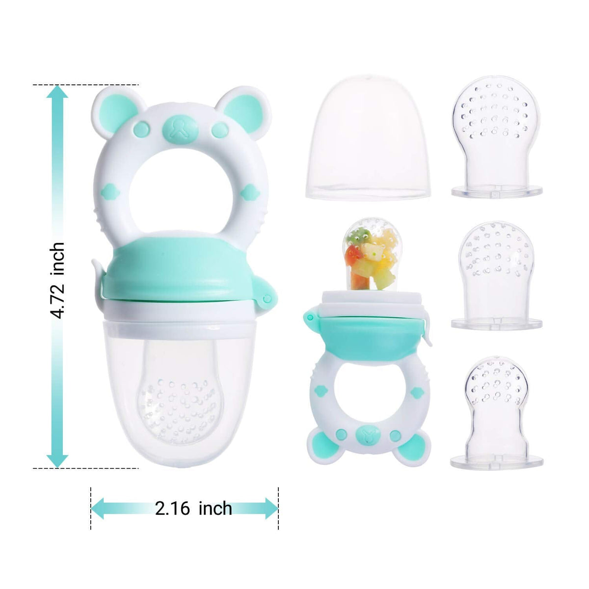 Baby Fruit Food Feeder Pacifier - Fresh Food Feeder, Infant Fruit Teething Teether Toy for 3-24 Months, 6 Pcs Silicone Pouches for Toddlers & Kids & Babies, 2-Pack (Light Pink)