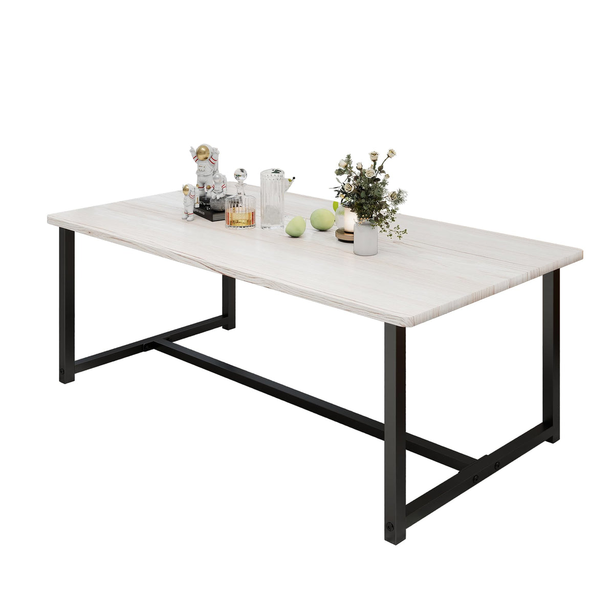 VERFARM 35.4" Rectangular Coffee Table for Living Room, Modern Industrial Style Coffee Table Center Table with Metal Frame for Small Space, Apartment, Office, Easy Assembly, Teak Oak
