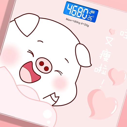 Scale for Body Weight, Smart Scale for Body Weight Accurate Measurement Tempered Glass Digital Bathroom Scale, Weight Scale for Home(Sticker Pink Pig)