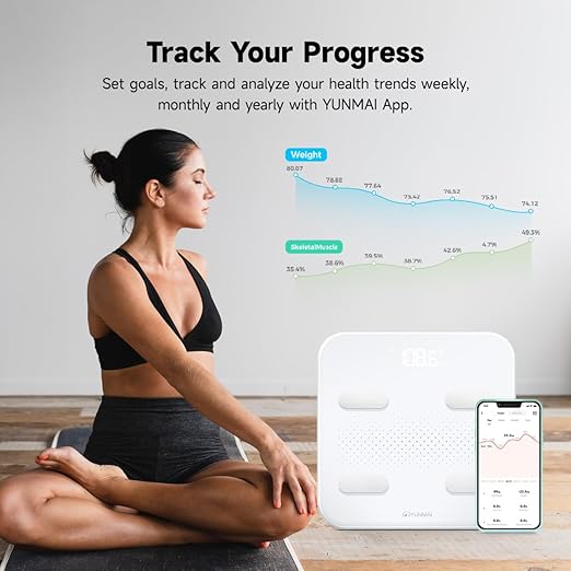 YUNMAI S Smart Body Fat Scale, Accurate Digital Bathroom Scale for Body Weight, Body Composition Analyzer with Health Monitor Sync Apps for BMI, Body Fat, Muscle Mass, Body Weight