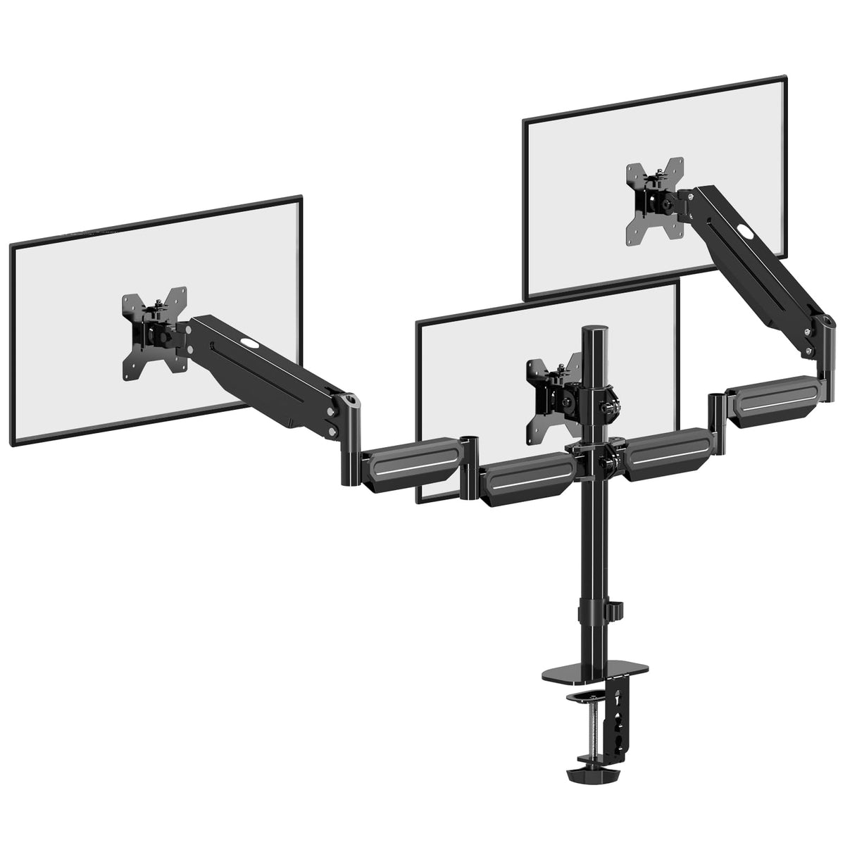 Pholiten Dual Monitor Arm 32inch,Fully Adjustable Gas Spring Monitor Desk Mount Vesa Bracket,Adjustable Tilt/Swivel/Rotate Monitor Stand Up to 22lbs