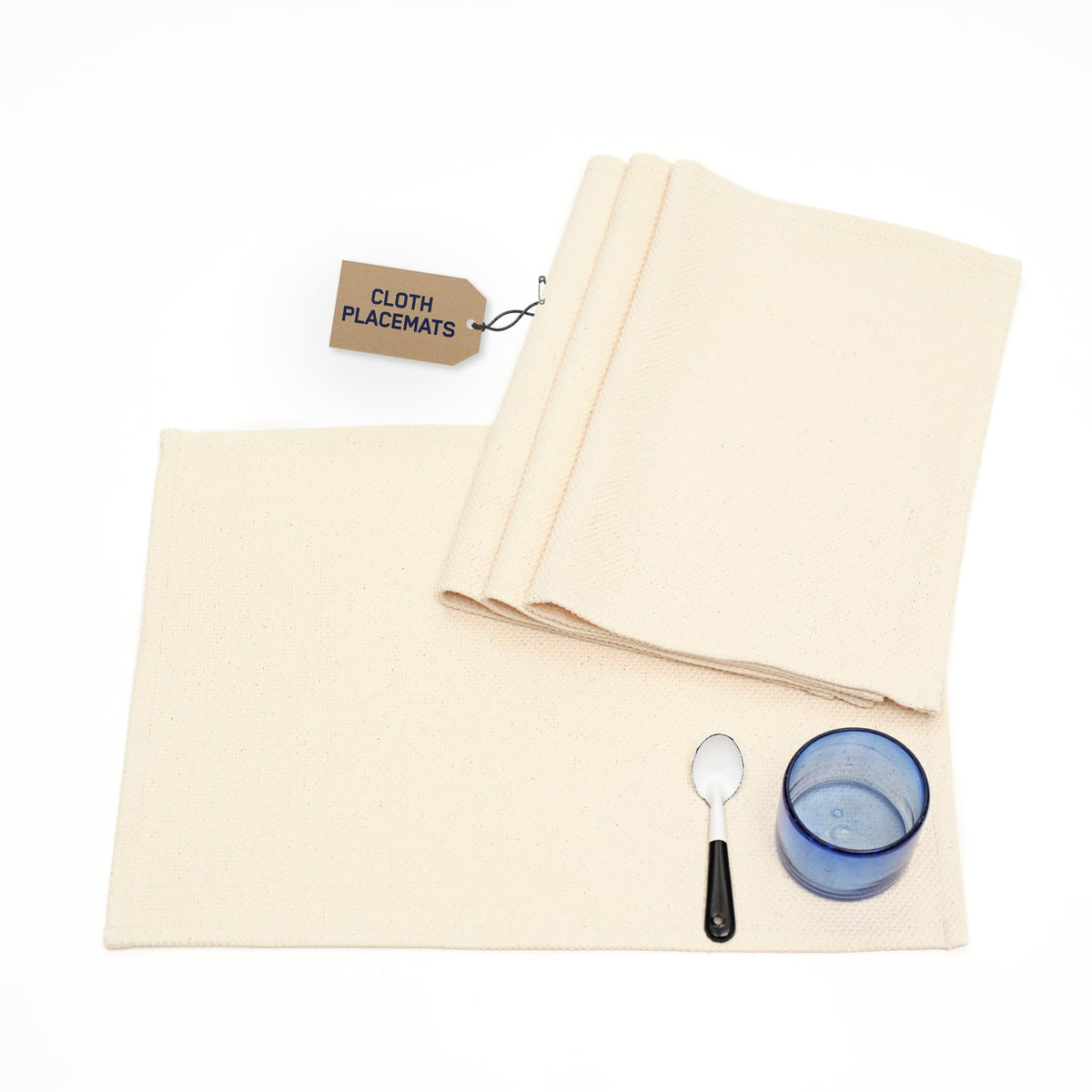 MEEMA Rustic Placemats 14x20 in | Sustainable Products Upcycled Denim and Cotton Cloth Placemats Set of 4 - Blue | Handcrafted, Washable Place Mats for Dinner Table, Everyday Use and Special Occasions