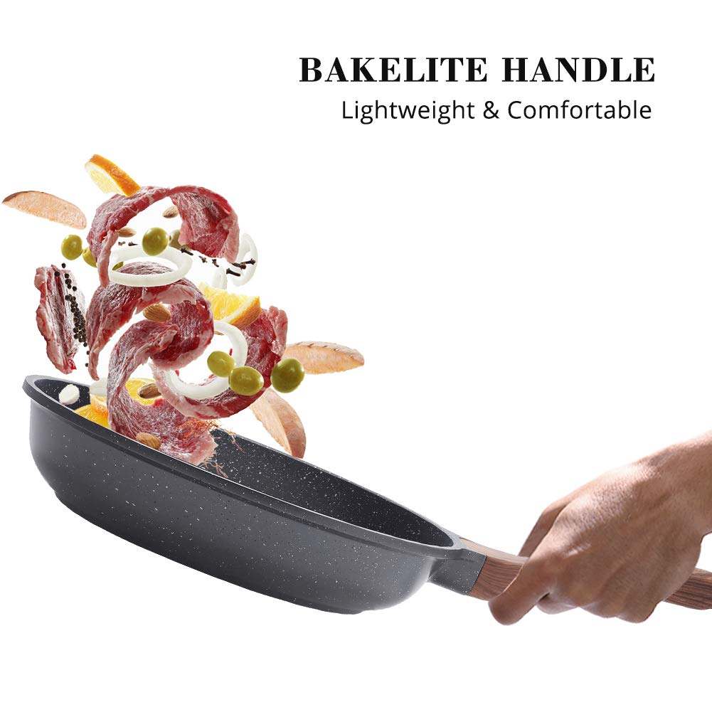 SENSARTE Nonstick Cookware Set 23-Piece, Non Stick Pots and Pans Set with Swiss Granite Coating, Healthy Kitchen Cooking Set, Stay-Cool Handles
