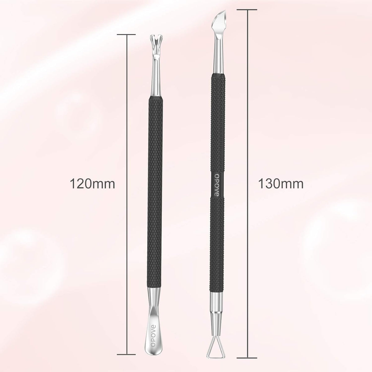 Cuticle Pusher Nail Polish Remover Stainless Steel Manicure Tool Set Gel Nail Polish Peeler Scraper Nail Cleaner Pedicure Kit for Fingernail and Toenail, opove P1, Matter Black…