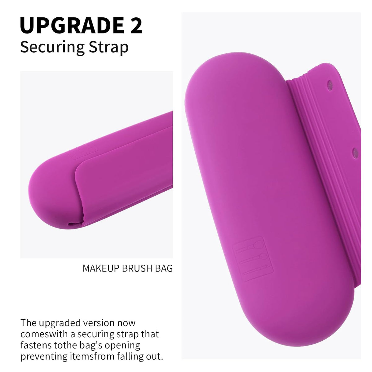 Silicone Makeup Brush Holder Travel Cosmetic Bag：Soft Portable Cosmetic Face Brushes Holder with Upgrade Anti-Fall Out Magnetic Closure, Large Travel Makeup Brush Case - Bright Pink