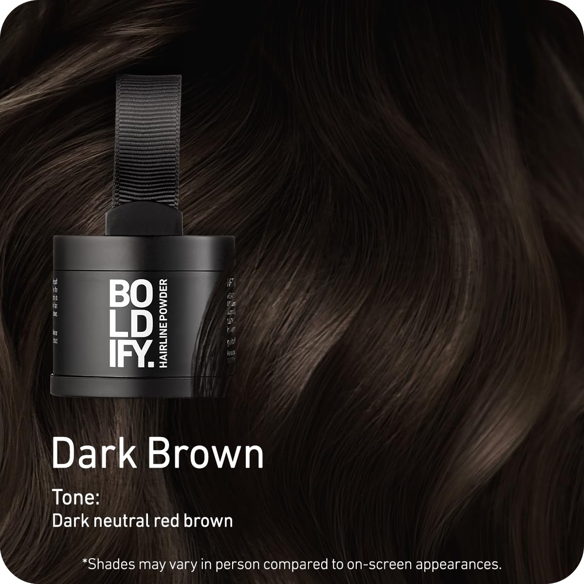BOLDIFY Hairline Powder - Root Touch Up Hair Color for Gray Coverage - Bald Spot Concealing Hair Powder for Women & Men - 48-Hour Stain-Proof - Dark Brown