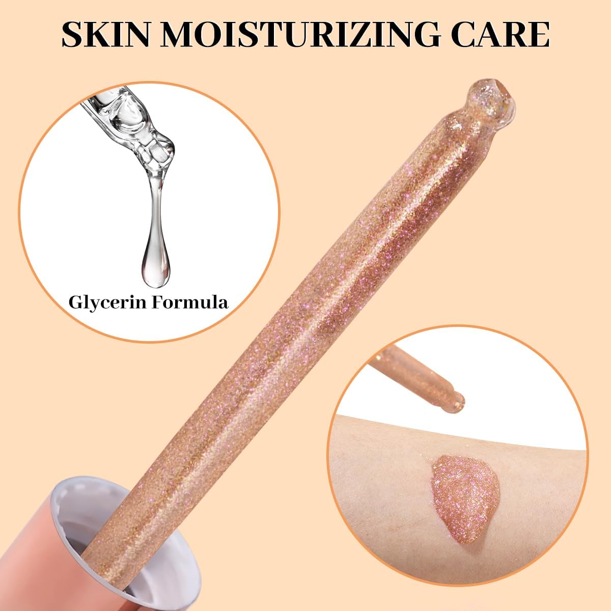 UCANBE Hydrating Body Glitter Dewy Highlighter Makeup Luminizer Drops Body Shimmer Liquid Face Glow Sparkles for Women Gifts (Rose Gold - 03)