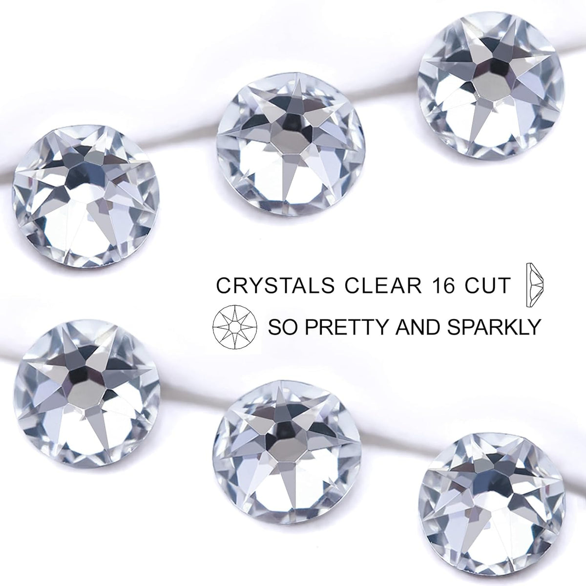 Novani 720pcs Clear Rhinestones Flat Back Round Rhinestone Style 2088 Sparkly Crystal Gemstones for Nail Art and Crafting,S16(3.8-4.0mm