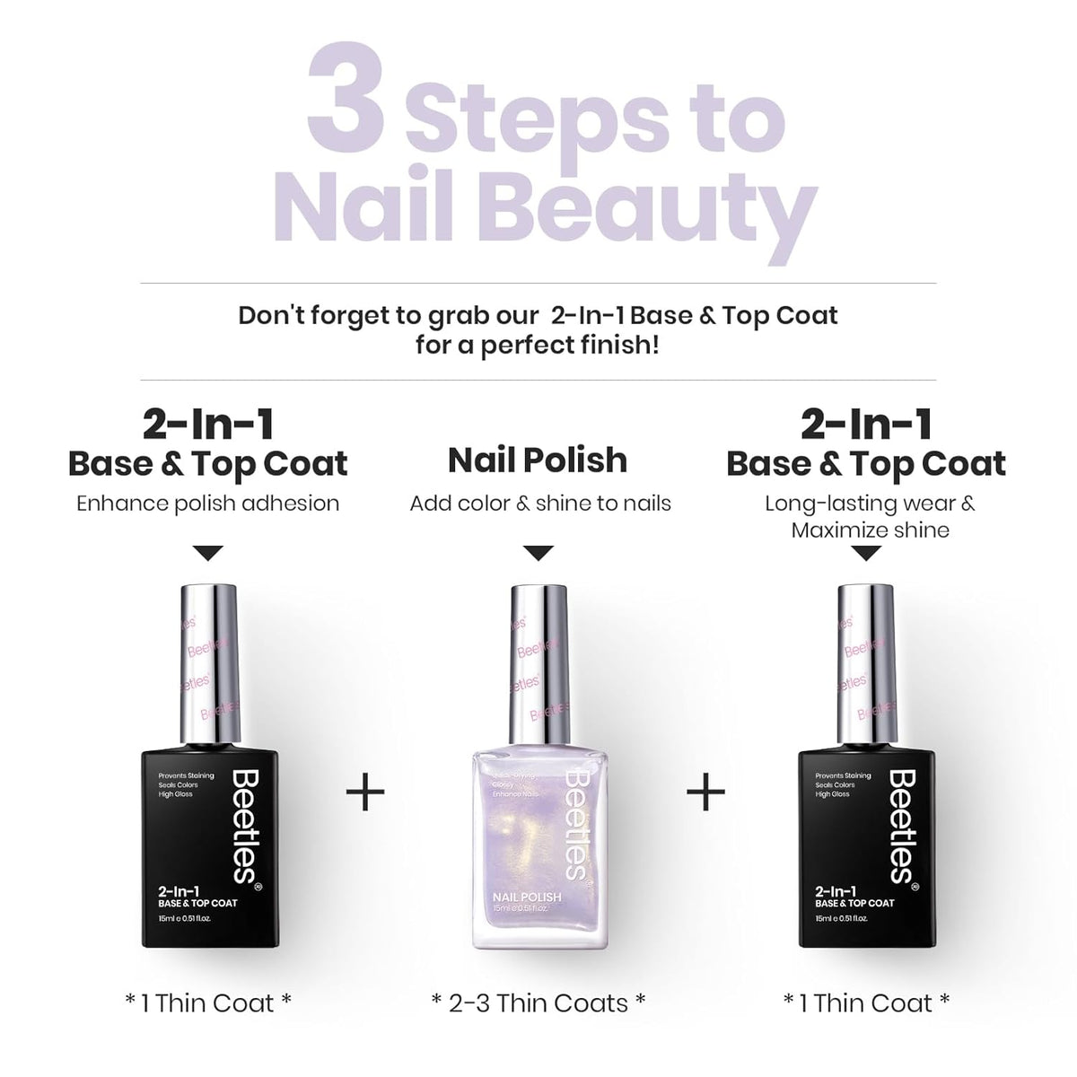 Beetles Nail Strengthener - Gold Purple Nail Concealer Fast Air Dry Shimmer Air Dry Nail Growth for Damaged Uneven Nails Fingernail Polish Imperfection Masking for Gold Shimmer Manicure Salon Quality
