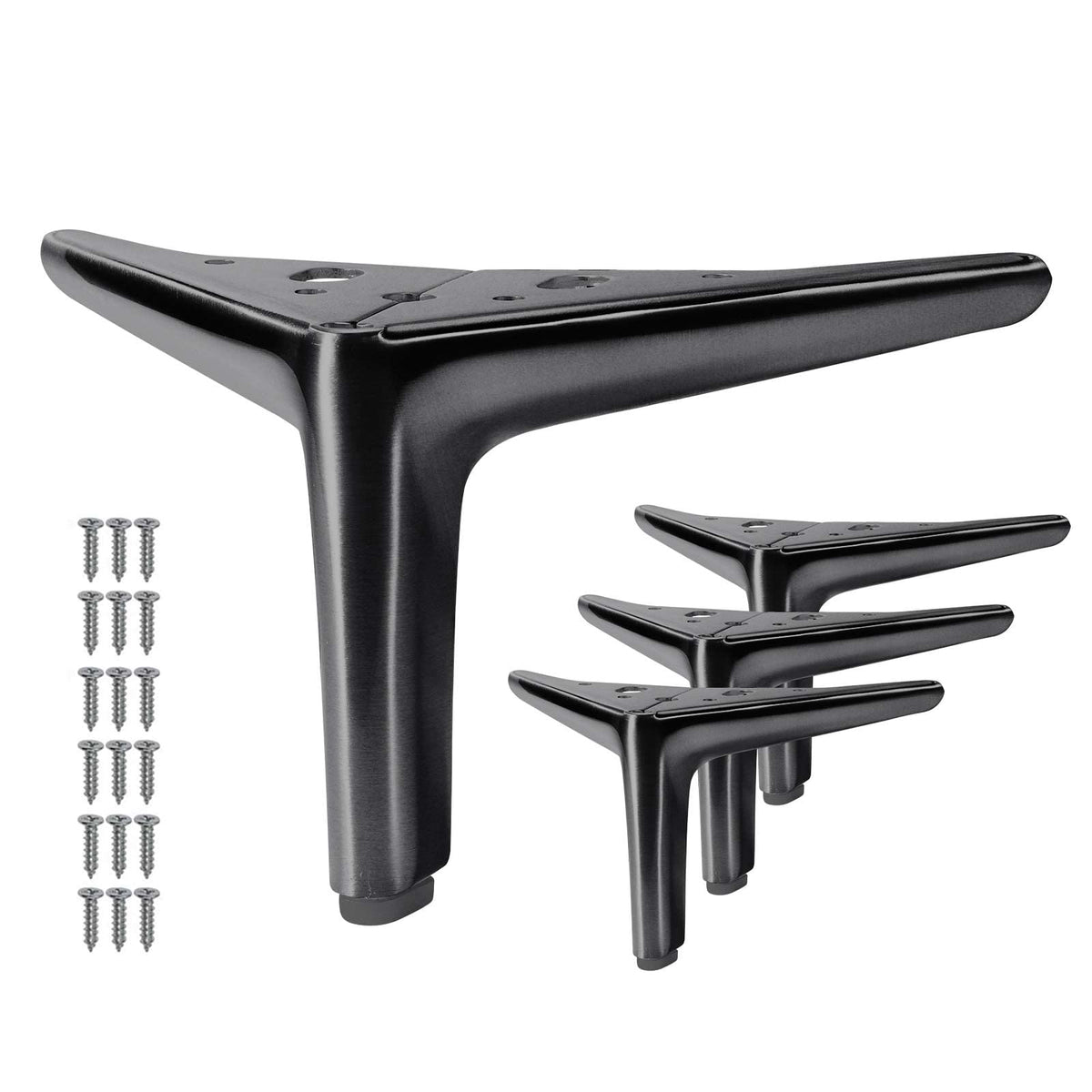 VEHCIL 5 inch Furniture Legs, Legs for Furniture Set of 4, Modern Furniture Feet for Cabinet Sofa Couch Table Chair Bed Dresser Wardrobe Risers DIY Replacement-Matte Black
