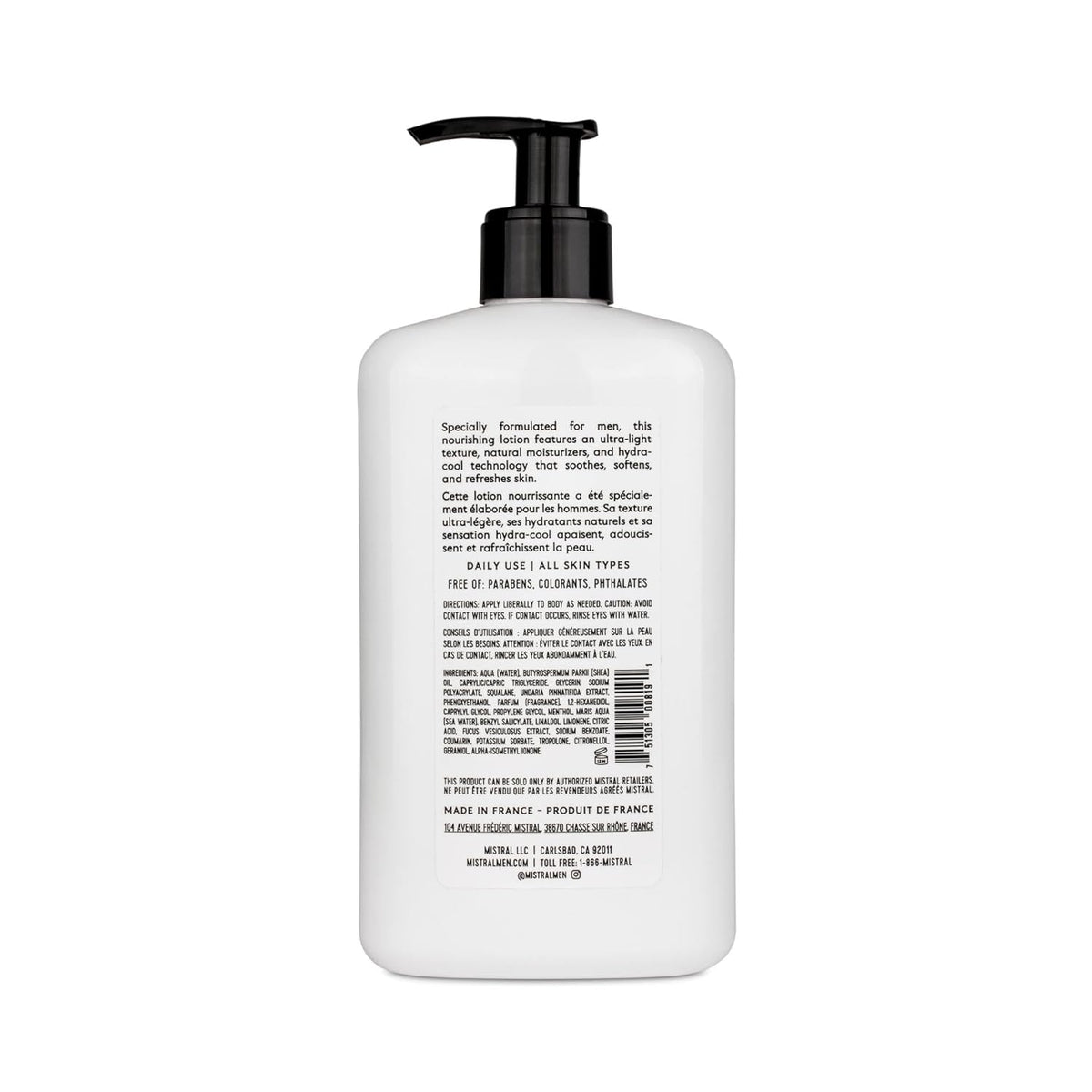 Mistral Men's Hydra-Cool Body Lotion, Cool Marine, 16.9 Fl Oz