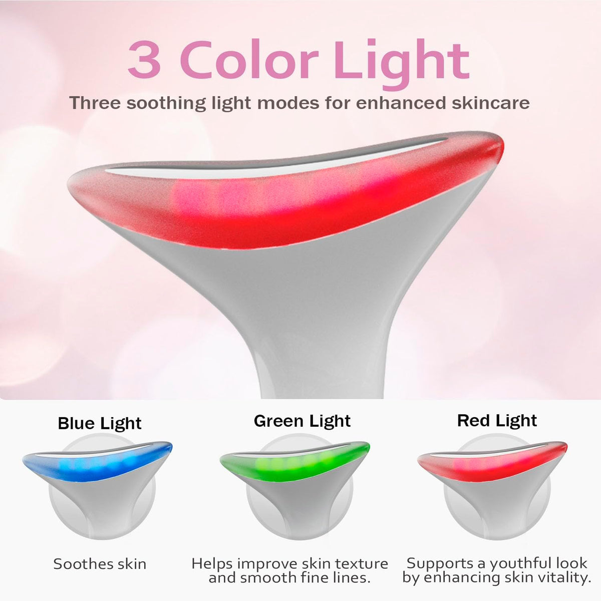 3-in-1 Portable Face and Neck Massager Tool with LED, Red Light Therapy, Vibration & Thermal Functions for Skin Care, Lifting & Firming, Galvanic Facial Machine.