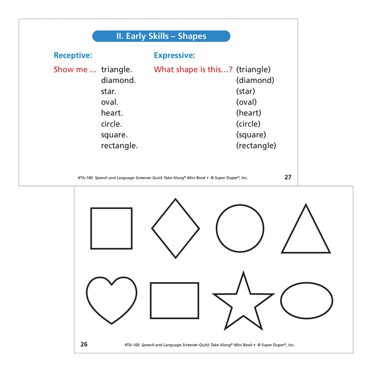 Super Duper Publications | Speech and Language Screener Quick Take Along® Mini-Book | Educational Learning Resource for Children