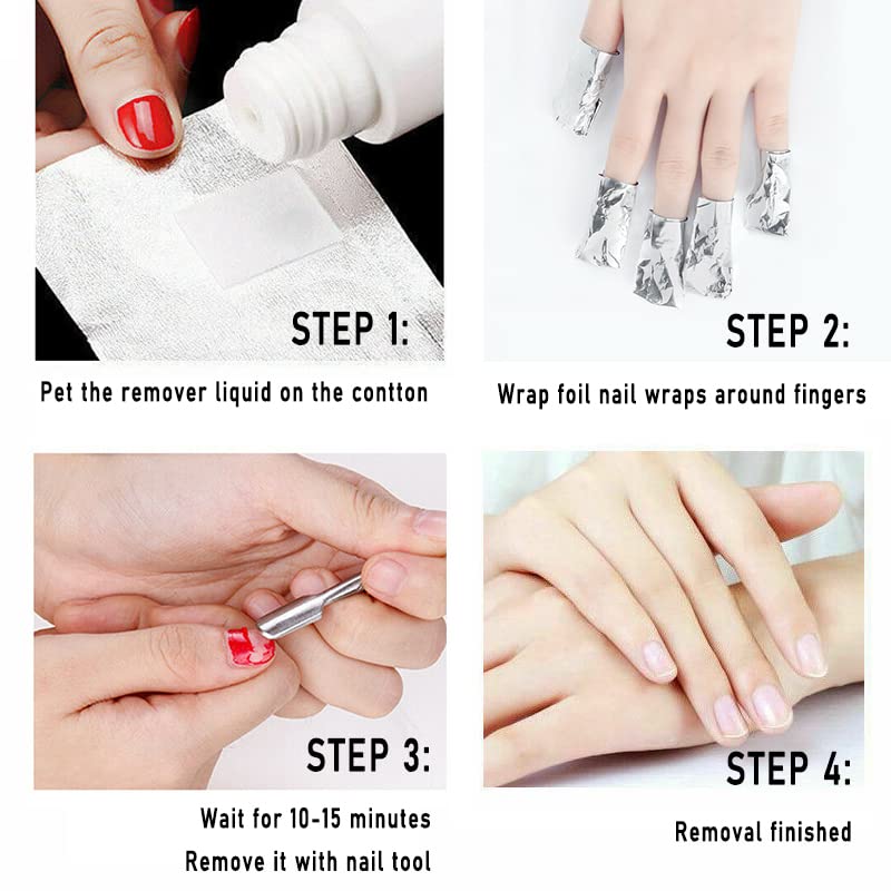 200Pcs Nail Polish Remover Gel Nail Foil Wraps Aluminium Soak Off Foils Cotton Pads Gel Nail Polish Wraps Removal Tool Finger Nail Polish Remover with Lint-Free Lager Cotton Pad