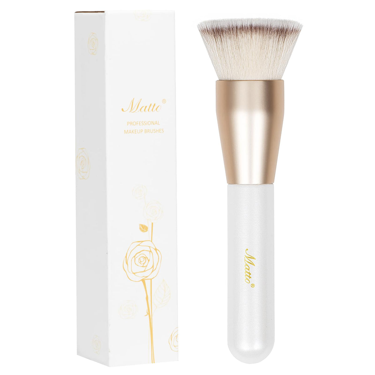 Matto Foundation Brush for Liquid Cream Makeup, Flat Top Cosmetic Brush, Premium Makeup Brush, Tanner Brush, Mineral Powder Buffing, Blending, Stippling Makeup Tools