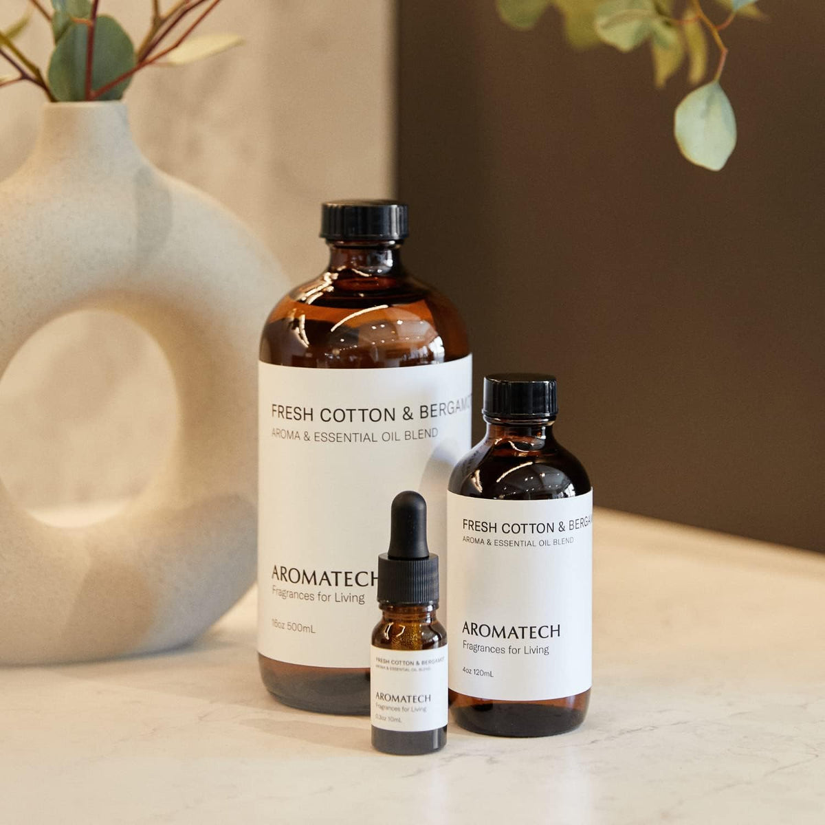 Aromatech Fresh Cotton and Bergamot Essential Oil Blend: Luxury Hotel Inspired Aromatherapy with Bergamot, Fresh Cotton & Sandalwood for Ultrasonic Diffusers & Nebulizers - 4 fl oz, 120 mL
